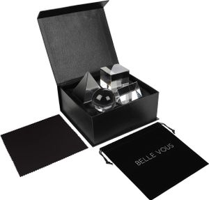 Belle Vous K9 Kristall Prismen Dreieck, Kugel, Pyramide, Würfel (4 Stk) - Fotografie Glas Prisma Spektrometer mit Tasche, Mikrofasertuch & Geschenkbox