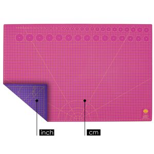 OfficeTree Set Schneidematte A1 pink/lila + Rollschneider mit 3 Klingen + Lineal 60x15 cm - für professionelle Schnittarbeiten