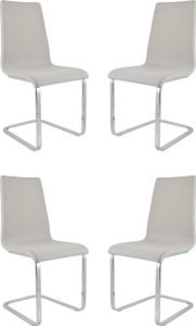 t m c s Tommychairs - Súprava 4 konzolových stoličiek LONDON s vysokopevnostným obdĺžnikovým konzolovým rámom z ocele a sedacou plochou z viacvrstvového dreva čalúneného a potiahnutého látkou vo farbe perleťovo sivá