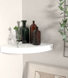 vidaXL Eck-Schweberegal Hochglanz-Weiß 25x25x3,8 cm MDF