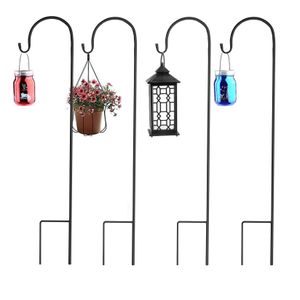 WISFOR 8 kusů zahradní tyč s pastýřským hákem, zahradní zástrčka, tyč na lucerny s hákem, 90 cm tyč na lucerny, dekorativní tyč na světlo, svatební dekorace, krmítka pro ptáky, vánoční osvětlení, lucerny, solární osvětlení, černá barva