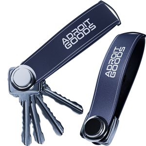 AdroitGoods Pouzdro na klíče - Organizér na klíče - Klíčenka s více nástroji - pouzdro na klíče 2 až 7 klíčů - kůže - modrá