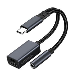 INF 2-in-1-USB-C-auf-3,5-mm-Kopfhöreranschlussadapter mit Ladefunktion Schwarz