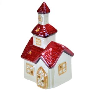 Ceramiczny kościół z oświetleniem LED 16 cm