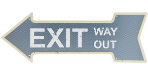 Clayre & Eef Textschild 46x15 cm Blau Eisen Rechteck