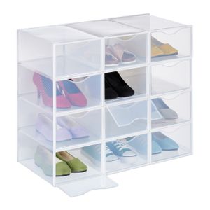 relaxdays 12er Pack Schuhboxen transparent