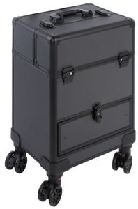 SEVICO Kosmetikkoffer Makeup Koffer Trolley Beauty Case Schminkkoffer Friseurkoffer Teleskop- und Tragegriff Samtfutter Trolley V4-BLACK SEVICO Kosmetikkoffer Makeup Koffer Trolley Beauty Case Schminkkoffer Friseurkoffer Teleskop- und Tragegriff Samtfutter Trolley V4-BLACK