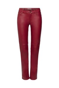 Esprit Kunstleder-Hosen mit mittelhohem Bund und geradem Bein, cherry red