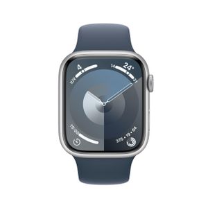 Apple Watch Series 9 Aluminium Silber Silber 45 mm ML 150-200 mm Umfang Sturmblau GPS + Cellular