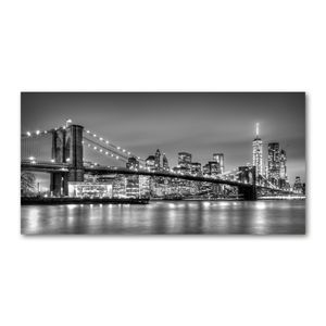 Tulup® Leinwandbild - 140x70 cm - Wandkunst - Drucke auf Leinwand - Leinwanddruck  - Sehenswürdigkeiten & Architektur - Schwarzweiß - Brooklyn-Brücke