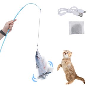 Katzenspielzeug Fisch Elektrisch, Katzen Spielzeug mit Katzenminze, interaktiver Fisch Spielzeuge für Katze zu Spielen, Beißen, Kauen, Treten, zappelnder Fisch Katzen mit Spielangel