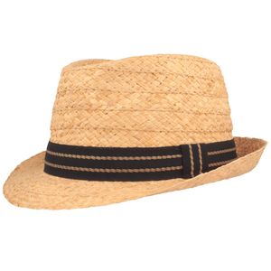 Sehr leichter Stroh Trilby Hut mit gestreifter Garnitur von Hut-Breiter