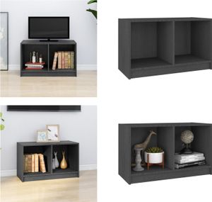 vidaXL TV Schrank Grau 70x33x42 cm Massivholz Kiefer - TV-Schrank - TV-Schränke - Lowboard - Stereo Schrank