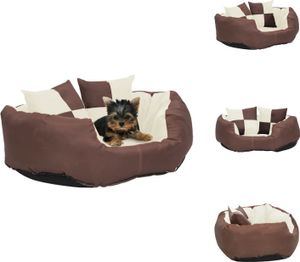 vidaXL Polštář pro psy Oboustranný a pratelný Hnědá a krémová 65x50x20 cm - Pelíšky pro psy