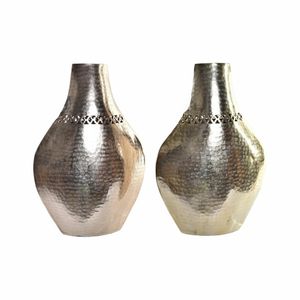 Vase DKD Home Decor Kupfer Golden Aluminium Araber Stanzen (2 Stück) (28 x 11 x 41 cm)