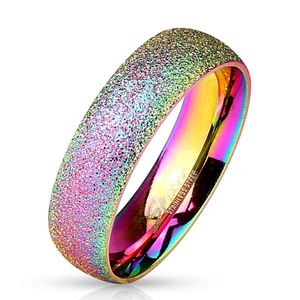 Regenbogen Ring in Diamantoptik: Edelstahl Partnerring sandgestrahlt, Ringgrösse:55 (17.5 mm Ø)