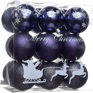 Weihnachtskugeln, Weihnachtsbaumkugeln, 18er-Set, 6 cm aus Kunststoff, Christbaumkugeln, Glitzer, Funkeln, Violett