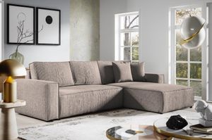 290 cm Ecksofa mit Funktionen BOSTON, L-Form Corner Schlafsofa, Corner Couch in Cordmaterial (Stoff: poso 02)