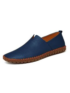 Einfarbige Lederschuhe Für Herren Business-Schuhe Aus Leder Mit Weicher Sohle Atmungsaktive Slipper,Farbe: Blau,Größe:50