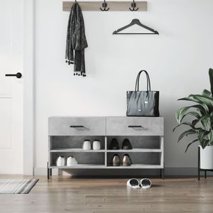 vidaXL Ławka na buty betonowa szara 102x35x55 cm materiał drewnopochodny - Ławka na buty - Ławka na buty - Ławka z miejscem do przechowywania - Stojak na buty