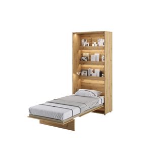 MEBLINI Schrankbett Bed Concept - Wandbett mit Lattenrost - Klappbett mit Schrank - Wandklappbett - Murphy Bed - Bettschrank - BC-03 - 90x200cm Vertikal - Artisan Eiche