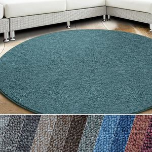 Teppich London pflegeleichter Flacher Schlingenflor Grün 95 Rund 200 cm Durchmesser