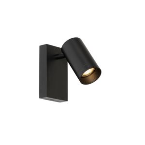QAZQA - Moderne Wandleuchte schwarz verstellbar mit Schalter - Jeana Luxe I Wohnzimmer I Schlafzimmer - Aluminium Rechteckig - LED geeignet GU10