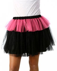 Schwarz-pinker Glitzer Tüllrock als Damenkostüm für Fasching & Halloween Größe: One Size