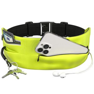 EAZY CASE großer Laufgürtel Hüfttasche passend für alle Smartphones als Jogging Tasche, Sportgürtel mit Reißverschluss, elastischer Gürtel für Fitness, Spazieren und Reisen, Gelb