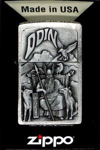 Zippo Benzin-Feuerzeug Wikinger Odin Chrom gebürstet, unbefüllt