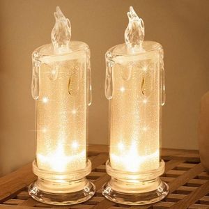Bezplamenové LED svíčky, LED sloupové svíčky, svíčky na baterie pro halloweenské narozeninové svatební dekorace Balení 2 kusů