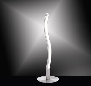 LeuchtenDirekt LED Tischlampe WAVE Schnurschalter wellenförmig, warmweiß Licht silber Wohnbereich, z.B. Wohnzimmer, Esszimmer, Schlafzimmer, Flur 15128-55