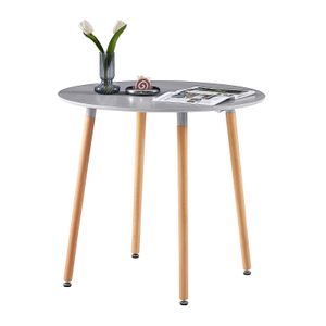 H.J WeDoo Esstisch 80x80x73 cm, Küchentisch Esszimmertisch für 4 Personen, Rund Tisch mit Buchenbeine, Modern Design, Grau
