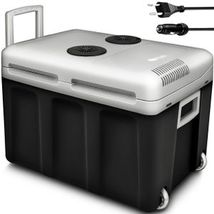 tillvex cool box electric 40L antracyt z kółkami | mini lodówka 230 V i 12 V do samochodu kempingowego | chłodzi i ogrzewa | tryb ECO