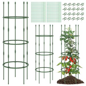 COSTWAY 3er Tomaten Rankhilfe 154cm hoch, Pflanzenstütze verstellbare Höhe, 3 Ringe, Tomatenkäfig Pflanzenkäfig Garten Grün