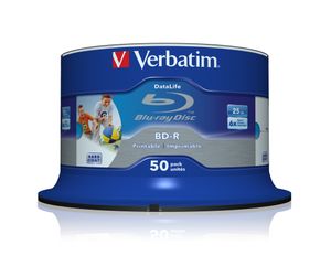 VERBATIM Blu-Ray BD-R SL Datalife HTL 25GB 6x 50er Spindel bedruckbar