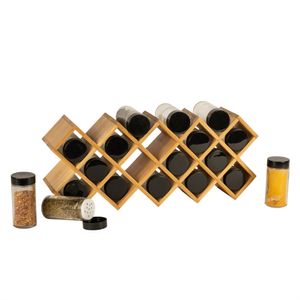 Holz Bambus Gewürz Rack mit Kraut & Gewürz Gläser und Etiketten enthalten | M&W