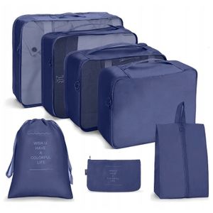7 Teilig Koffer Organizer, 7 stck Packwürfel für Koffer, Packing Cubes for Suitcase, Blau