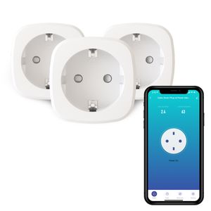 Calex Smart Plug, 3-er Set, WLAN Steckdose inkl. Stromzähler, Funktioniert mit Alexa und Google Home, 16A WiFi Steckdose mit App