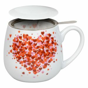 Könitz Becher Love Explodes mit Sieb und Deckel, Tasse, Porzellan, Rot, 420 ml, 11 5 143 2833