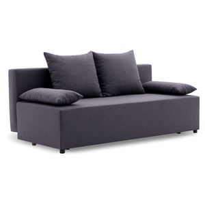 Schlafsofa SINE und Bettaksen - Couch mit Schlaffunktion - Einfaches Design - Kissen - Stoff: LUX 06 Dunkelgrau