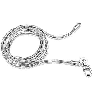 Damen-Halskette aus 925er-Sterlingsilber mit 2 mm Schlangenkette und Karabinerverschluss in schlichtem Design-16 inches