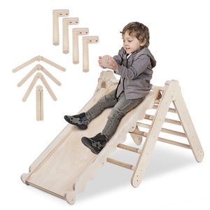 Kletterdreieck mit Rutsche | Indoor Klettergerüst Kinder | Holz | CE | 100% ECO