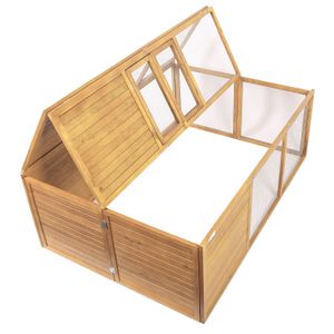 Wiltec Klappbarer Kleintierstall 153 x 110 x 55 cm, Hasenstall aus Tannenholz mit Drahtgitter, Kaninchenstall Freigehege, Freilauf Gehege