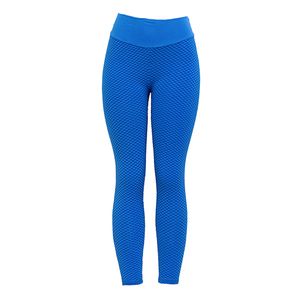 Damen Strukturierte Yoga Hose mit Hoher Taille Und Leggings Push Up Sports Strumpfhose Größe S. Farbe Blau