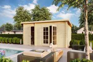 Lasita Maja  34 mm Pultdach Gartenhaus aus Holz Belmont 2, Schwedenrot, Premium Dachbahn selbstklebend