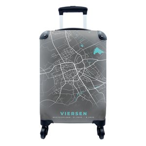 MuchoWow® Koffer Handgepäck Trolley Rollkoffer Kleine Reisekoffer mit 4 Rollen - Stadtplan - Deutschland - Blau - Viersen - Karte - Cabin Size < 55x40x23 cm & 55x40x20 cm - Fotokoffer - Kabinenkoffer - Boardgepäck - Reise-Box - Reisekoffer - Reisegepäck - Koffer mit Bild - Trolley für Kinder