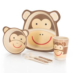 Kindergeschirr aus Kunststoff für Kinder Essgeschirr - Kinderteller Set 5-tlg; Affe