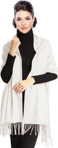 Pashmina Stola Damen - Schultertuch Schal für Hochzeit/Abendkleid Dirndl festlich elegant - Weiß