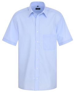 Eterna - Comfort Fit - Bügelfreies Herren Kurzarm Hemd mit Modern Kent Kragen in verschiedenen Farben (1100 K198), Größe:52, Farbe:Hellblau strukturiert (10)